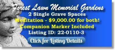 2 Single Grave Spaces for Sale $9K for both! Forest Lawn Memorial Gardens Goodlettsville Meditation The Cemetery Exchange