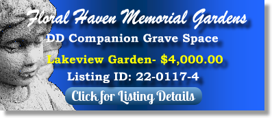 DD Companion Grave Space for Sale $4K! Floral Haven Memorial Gardens Broken Arrow, OK Lakeview The Cemetery Exchange