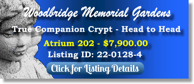 True Companion Crypt for Sale $7900! Woodlbridge Memorial Gardens Woodbridge, NY Atrium The Cemetery Exchange