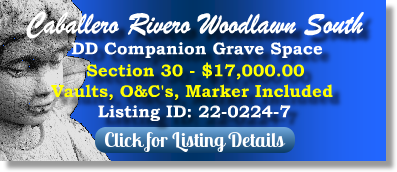 DD Companion Grave Space for Sale $17K! Caballero Rivero Woodlawn South Miami, FL Section 30 The Cemetery Exchange