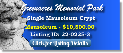 Single Crypt for Sale $10500! Greenacres Memorial Park Ferndale, WA Mausoleum The Cemetery Exchange