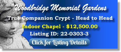 True Companion Crypt for Sale $12500! Woodbridge Memorial Gardens Woodbridge, NJ Indoor Chapel The Cemetery Exchange