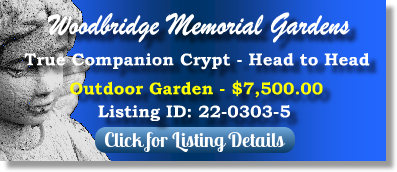 True Companion Crypt for Sale $7500! Woodbridge Memorial Gardens Woodbridge, NJ Outdoor Garden The Cemetery Exchange