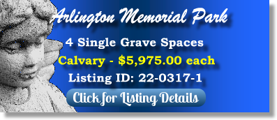 4 Single Grave Spaces for Sale $5975ea! Arlington Memorial Park Sandy Springs, GA Calvary The Cemetery Exchange