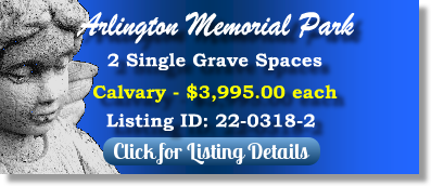 2 Single Grave Spaces for Sale $3995ea! Arlington Memorial Park Sandy Springs, GA Calvary The Cemetery Exchange