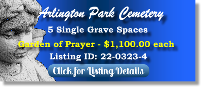 5 Single Grave Spaces for Sale $1100ea! Arlington Park Cemetery Jacksonville, FL Prayer The Cemetery Exchange