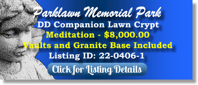 DD Companion Lawn Crypt for Sale $8K! Parklawn Memorial Park Rockville, MD Meditation The Cemetery Exchange