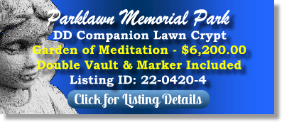 DD Companion Lawn Crypt for Sale $6200! Parklawn Memorial Park Rockville, MD Meditation The Cemetery Exchange