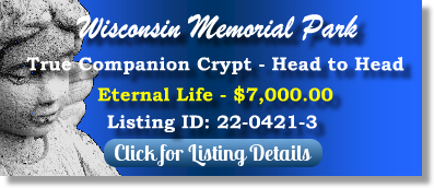 True Companion Crypt for Sale $7K! Wisconsin Memorial Park Brookfield, WI Eternal Life The Cemetery Exchange