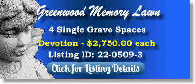 4 Single Grave Spaces for Sale $2750ea! Greenwood Memory Lawn Phoenix, AZ The Cemetery Exchange
