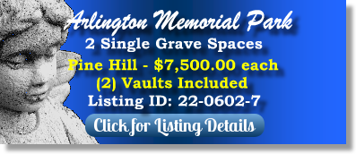 2 Single Grave Spaces for Sale $7500ea! Arlington Memorial Park Sandy Springs, GA Pine Hill The Cemetery Exchange