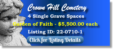 4 Single Grave Spaces for Sale $5500ea! Crown Hill Cemetery  Wheat Ridge, CO Faith The Cemetery Exchange 22-0710-1