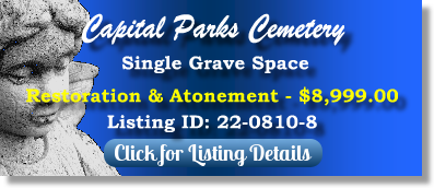 Single Grave Space for Sale $8999! Capital Parks Cemetery Pflugerville, TX Restoration Atonement The Cemetery Exchange 22-0810-8
