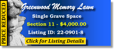 Single Grave Space $4K! Greenwood Memory Lawn Phoenix, AZ Section 11 The Cemetery Exchange 22-0901-8