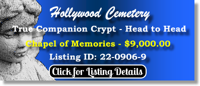 True Companion Crypt $9K! Hollywood Cemetery Union, NJ Chapel of Memories The Cemetery Exchange 22-0906-9
