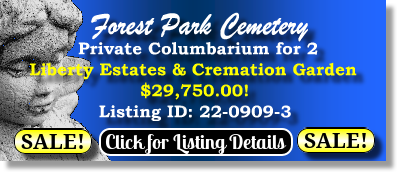 Private Columbarium $29750! Forest Park Cemetery The Woodlands, TX  Liberty Estates The Cemetery Exchange 22-0909-3