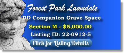DD Companion Grave Space for Sale $5K! Forest Park Lawndale Houston, TX Section M The Cemetery Exchange 22-0912-5