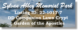 SOLD - 22-1017-7 - Sylvan Abbey Memorial Park Clearwater, FL Apostles DD Companion Lawn Crypt