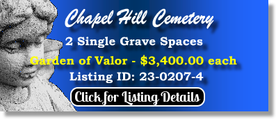 2 Single Grave Spaces for Sale $3400ea! Chapel Hill Cemetery Orlando, FL Valor The Cemetery Exchange 23-0207-4