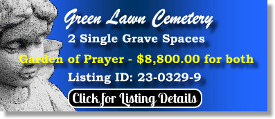 2 Single Grave Spaces $8800 for both! Green Lawn Cemetery Roswell, GA Prayer The Cemetery Exchange 23-0329-9
