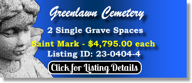 2 Single Grave Spaces $4795ea! Greenlawn Cemetery Jacksonville, FL Saint Mark The Cemetery Exchange 23-0404-4