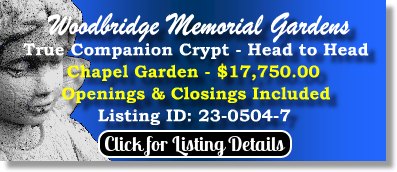 True Companion Crypt $17750! Woodbridge Memorial Gardens Woodbridge, NJ Chapel Garden The Cemetery Exchange 23-0504-7