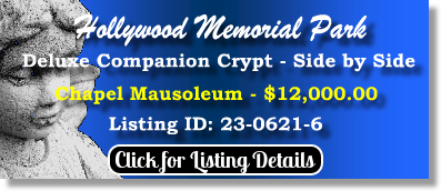 Deluxe Companion Crypt $12K! Hollywood Memorial Park Union, NJ Chapel The Cemetery Exchange 23-0621-6