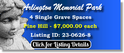 4 Single Grave Spaces $7Kea! Arlington Memorial Park Sandy Springs, GA Pine Hill The Cemetery Exchange 23-0626-8