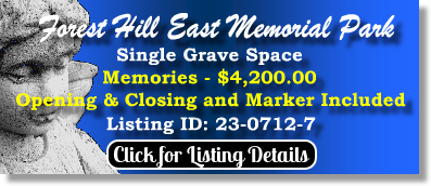 Single Grave Space $4200! Forest Hill East Memorial Park Memphis, TN Memories The Cemetery Exchange 23-0712-7