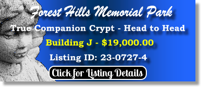 True Companion Crypt $19K! Forest Hills Memorial Park Palm City, FL Building J The Cemetery Exchange 23-0727-4