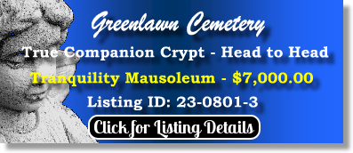 True Companion Crypt $7K! Greenlawn Cemetery Jacksonville, FL Tranquility The Cemetery Exchange 23-0801-3