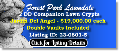 2 DD Companion Lawn Crypts $19Kea! Forest Park Lawndale Houston, TX Jardin Del Angel The Cemeterry Exchange 23-0801-5