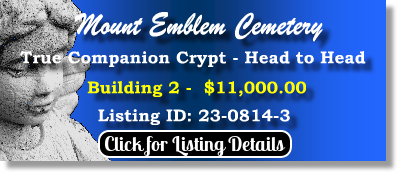 True Companion Crypt $11K! Mount Emblem Cemetery Elmhurst, IL Building 2 The Cemetery Exchange 23-0814-3