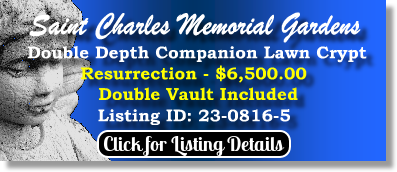 DD Companion Lawn Crypt $6500! Saint Charles Memorial Gardens Saint Charles, MO Resurrection The Cemetery Exchange 23-0816-5