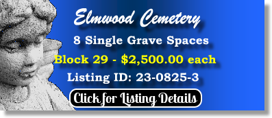 8 Single Grave Spaces $2500ea! Elmwod Cemetery Birmingham, AL Block 29 The Cemetery Exchange 23-0825-3