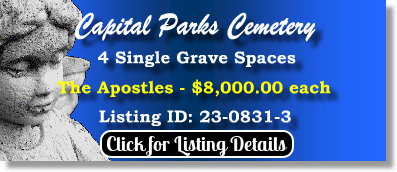 4 Single Grave Spaces $8Kea! Capital Parks Cemetery Pflugerville, TX The Apostles The Cemetery Exchange 23-0831-3