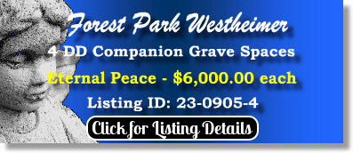 4 DD Companion Grave Spaces $6Kea! Forest Park Westheimer Houston, TX Eternal Peace The Cemetery Exchange 23-0905-4