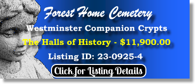 Westminster Companion Crypts $11900! Forest Home Cemetery Milwaukee, WI Halls of History The Cemetery Exchange 23-0925-4