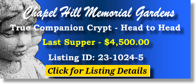 True Companion Crypt $4500! Chapel Hill Memorial Gardens Grand Rapids, MI Last Supper The Cemetery Exchange 23-1024-5