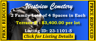 2 Family Lots $3400ea! Westview Cemetery Atlanta, GA Terrace E #cemeteryexchange 23-1101-5