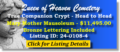 True Companion Crypt $11495! Queen of Heaven Cemetery McMurray, PA Mary Mother The Cemetery Exchange 24-0108-4