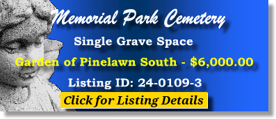 Single Grave Space $6K! Memorial Park Cemetery Memphis, TN Pinelawn South The Cemetery Exchange 24-0109-3