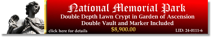 DD Companion Lawn Crypt $8900! National Memorial Park Falls Church, VA Ascension The Cemetery Exchange 24-0111-6
