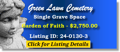 Single Grave Space $2750! Green Lawn Cemetery Roswell, GA Faith The Cemetery Exchange 24-0130-3