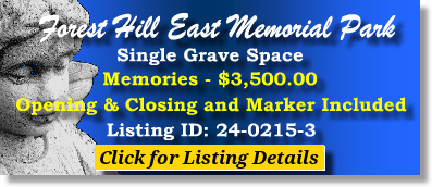 Single Grave Space $3500! Forest Hill East Memorial Park Memphis, TN Memories The Cemetery Exchange 24-0215-3