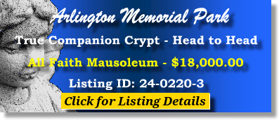 True Companion Crypt $18K! Arlington Memorial Park Sandy Springs, GA All Faith The Cemetery Exchange 24-0220-3