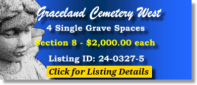 4 Single Grave Spaces $2Kea! Graceland Cemetery West Greenville, SC Section 8 The Cemetery Exchange 24-0327-5