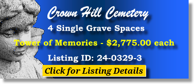 4 Single Grave Spaces $2775ea! Crown Hill Cemetery Wheat Ridge, CO Memories The Cemetery Exchange 24-0329-3