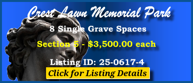 8 Single Grave Spaces $3500ea! Crest Lawn Memorial Park Atlanta, GA Section 5 #cemeteryexchange 25-0617-4