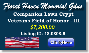Companion Lawn Crypt for Sale $7200 - Veterans Field of Honor III - Floral Haven Memorial Gardens - Broken Arrow, OK - The Cemetery Exchange